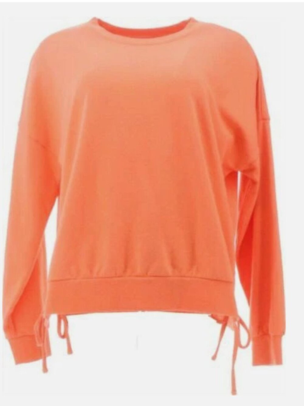 AnyBody Cozy Kind French Terry Side Tie Sweatshirt-Persimmon-XXS-A377742